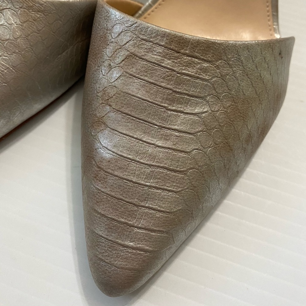 Vince Camuto Silver Snake Slingback Low High Heels - Picture 4 of 12